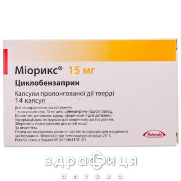 Мiорикс капс пролонг 15мг №14 нестероїдний протизапальний препарат