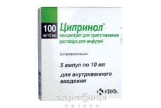 Ципринол конц д/инф 100мг 10мл №5 антибиотики
