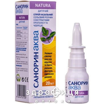 Санорин аква natura спрей назал дет 20мл - спрей для носа, капли от насморка