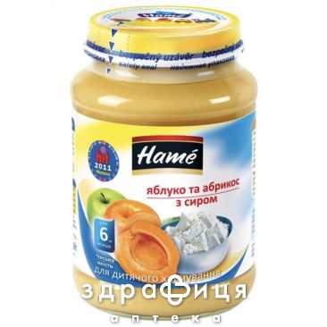 Hame пюре яблуко/абрикос з  сиром з 6 мiс 190г 1215331