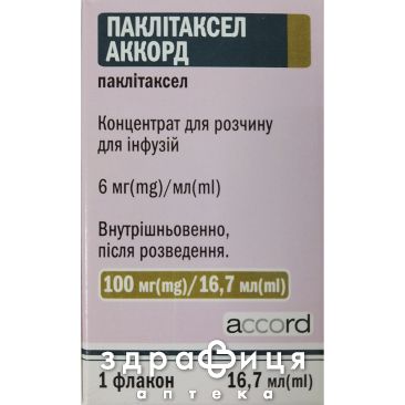 Паклитаксел аккорд конц д/р-ра д/инф 6мг/мл 16,7мл №1 Противоопухолевый препарат