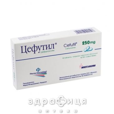 Цефутил таблетки п/о 250мг №10 антибиотики