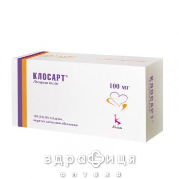 Клосарт таб п/о 100мг №100 - таблетки от повышенного давления (гипертонии)