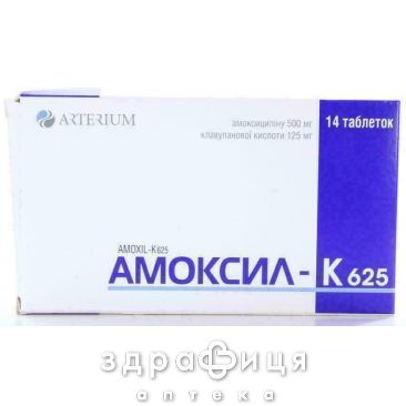 Амоксил-к 625 таблетки в/о №14 антибіотики