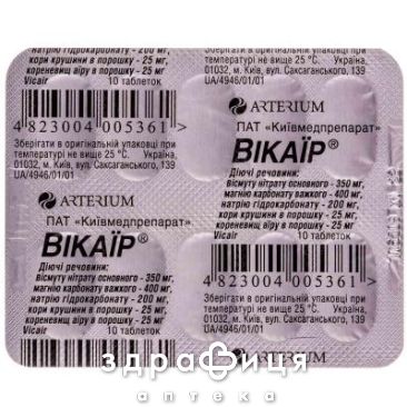 Викаир таблетки №10 таблетки от изжоги