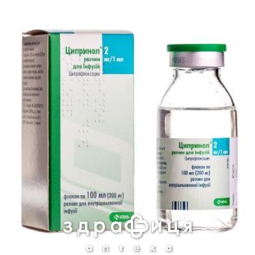 Ципринол р-н iнф. 200 мг фл. 100 мл №1 антибіотики