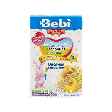 Bebi premium каша молочна овсяна з персик з 6 мiс 250г 1104847