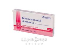 Бензогексонiй-здоров'я р-н д/iн 25мг/мл 1мл №10 - таблетки від підвищеного тиску (гіпертонії)