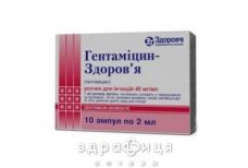 Гентамицин-Здоровье р-р д/ин 4% 2мл №10