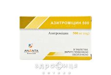 Азитромiцин 500 таб в/о 500мг №3 антибіотики