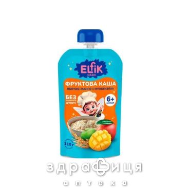 Дитяче харчування Elfik magic пюре яблуко/манго  мультизлак каша дой-пак 110г