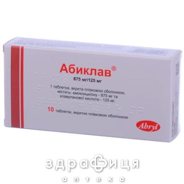 АБИКЛАВ ТАБ П/О 875МГ/125МГ №10  | антибиотики