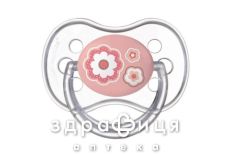 Canpol пустышка силикон симметрич 0-6мес newborn baby розов цветы 22/580