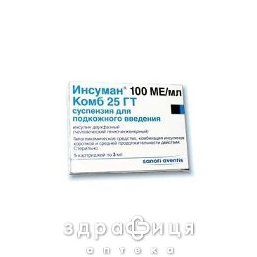 Iнсуман комб 25 сусп. д/iн. 100 мо/мл фл. 5 мл №5 лікарство від діабету