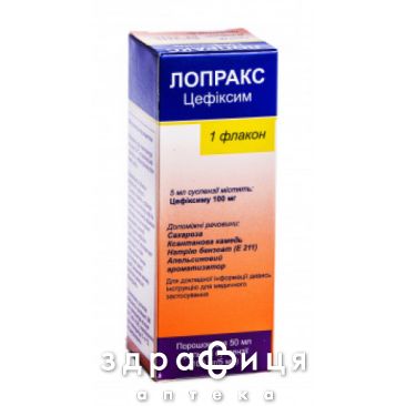 Лопракс пор д/пор д/п сусп д/перор прим 100мг/5мл 50мл антибиотики