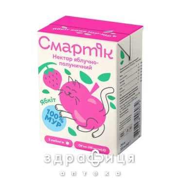 Дит/харч смартік нектар яблучно/полуничний з м'якоттю та цукром гомоген стерил 200мл