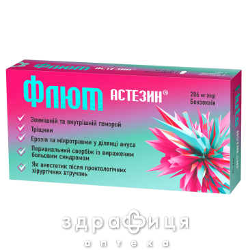 Флют Астезін суппозиторії №12 свічки від геморою, мазь, таблетки