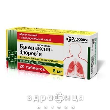 Бромгексин-здоров'я таб 8мг №20 ліки від застуди