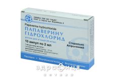 Папаверину гiдрохлорид р-н д/iн 2% 2мл №10 спазмолітики, пропульсанти
