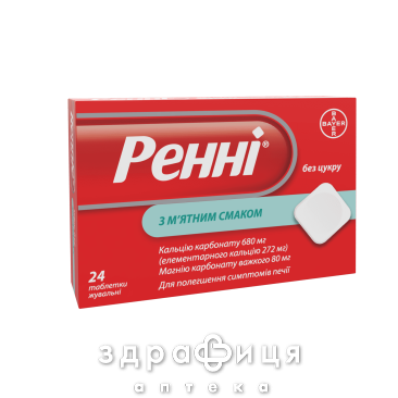 Ренни без сахара таб д/жев мятные №24 - 2