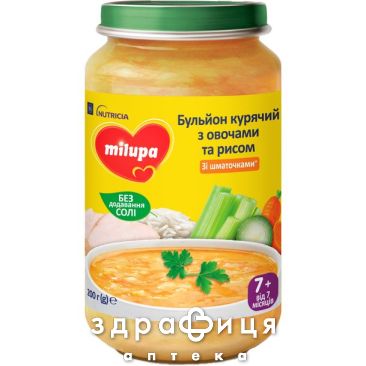 Дет/пит Milupa бульон курин с овощ/рисом от 7мес 200г