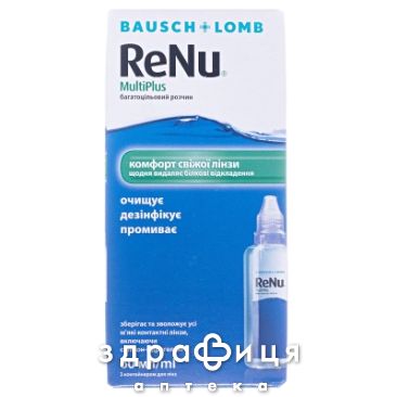 БАГАТОЦiЛЬОВИЙ РОЗЧИН ДЛЯ ДОГЛЯДУ ЗА КОНТАКТ ЛiНЗ RENU MULTIPLUS р-н фл 60мл №1 УАХ розчин для лінз