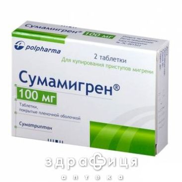 Сумамiгрен табл. в/о 100 мг №2 Таблетки від мігрені
