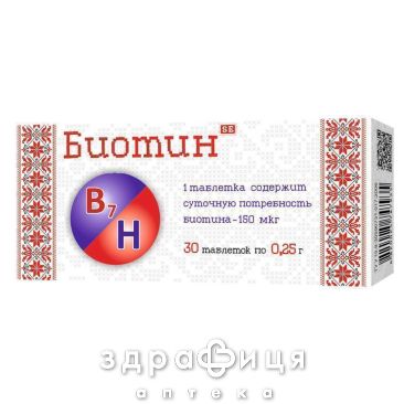 Биотин таблетки 250мг №30 витамины для волос