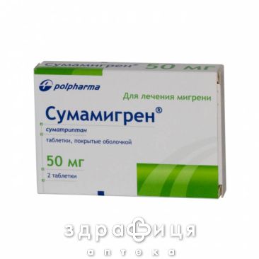 Сумамигрен таб п/о 50мг №2 Таблетки от мигрени