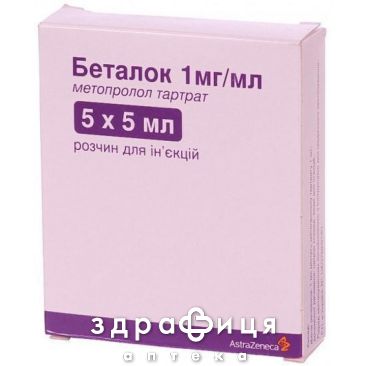 БЕТАЛОК, р-н д/iн. 1 мг/мл амп. 5 мл №5 - таблетки від підвищеного тиску (гіпертонії)