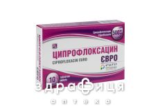 ЦИПРОФЛОКСАЦИН ЕВРО ТАБ П/О 500МГ №10