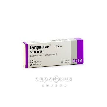 Супрастин табл. 25 мг №20 ліки від алергії