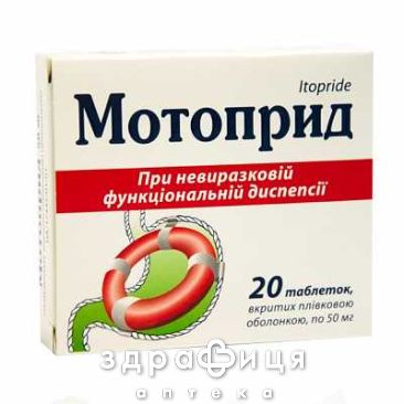 Мотоприд таблетки п/о 50мг №20 спазмолитики, пропульсанты
