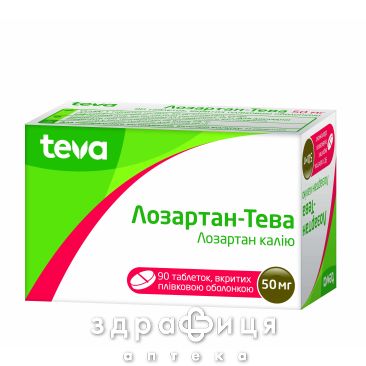 Лозартан-тева таблетки в/о 50мг №90 таблетки від тиску