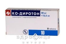 Ко-диротон табл. 20 мг + 12,5 мг №10 - таблетки від підвищеного тиску (гіпертонії)