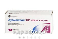 АУГМЕНТИН SR, таблетки пролонг. дiї, вкриті оболонкою 1000 мг + 62,5 мг №28
