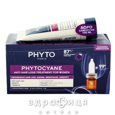 Phyto набор фитоциан прогрессив ср-во 12х5мл+шамп 100мл ph5002011p4