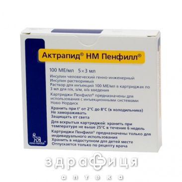 АКТРАПИД НМ ПЕНФИЛЛ Р-Р Д/ИН 100 МЕ/МЛ КАРТР 3МЛ №5 | препарат от диабета