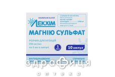 Магнiю сульфат д/iн 250мг/мл 5мл №10