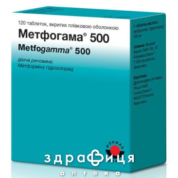 Метфогама 500 таблетки в/о 500мг №120 від діабету