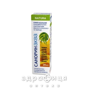 Санорин аква natura спрей назал 20мл - спрей для носу, краплі від нежитю