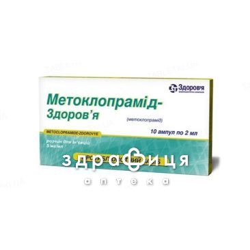 МЕТОКЛОПРАМИД-ЗДОРОВЬЕ Р-Р Д/ИН 5МГ/МЛ 2МЛ №10 /N/ | таблетки от тошноты противорвотные препараты