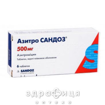 АЗИТРО САНДОЗ ТАБ П/О 500МГ №6 /N/ | антибиотики