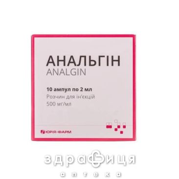 Анальгiн р-н д/ін 500мг/мл 2мл №10 знеболююче