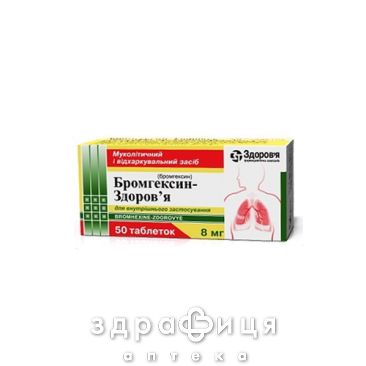 Бромгексин-здоров'я таб 8мг №50 таблетки від кашлю сиропи