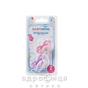 Baby nova 28360/1 пустышка силик плоск рис и кольцом р2 девочка №2