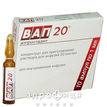 Вап 20 конц д/р-ну д/iнф 20мг/мл 1мл №10 Препарат при серцевій недостатності